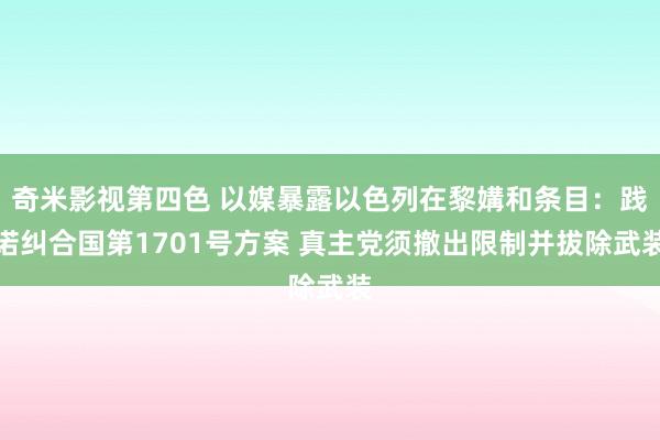 奇米影视第四色 以媒暴露以色列在黎媾和条目：践诺纠合国第1701号方案 真主党须撤出限制并拔除武装