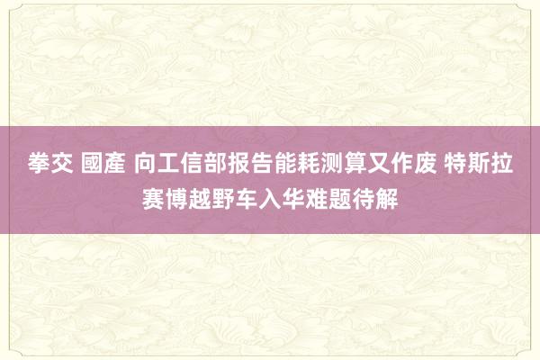 拳交 國產 向工信部报告能耗测算又作废 特斯拉赛博越野车入华难题待解