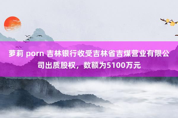 萝莉 porn 吉林银行收受吉林省吉煤营业有限公司出质股权，数额为5100万元