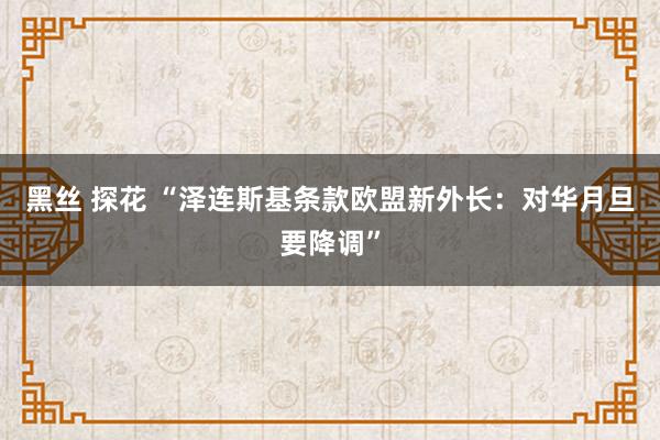 黑丝 探花 “泽连斯基条款欧盟新外长：对华月旦要降调”