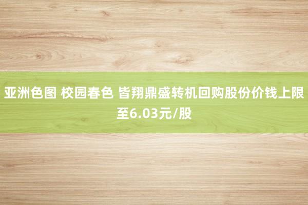 亚洲色图 校园春色 皆翔鼎盛转机回购股份价钱上限至6.03元/股