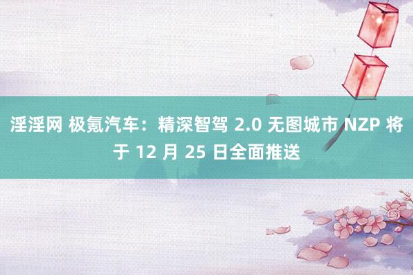 淫淫网 极氪汽车：精深智驾 2.0 无图城市 NZP 将于 12 月 25 日全面推送