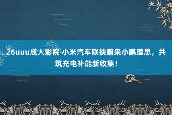 26uuu成人影院 小米汽车联袂蔚来小鹏理思，共筑充电补能新收集！