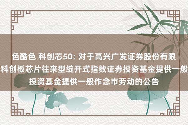 色酷色 科创芯50: 对于高兴广发证券股份有限公司为汇添富上证科创板芯片往来型绽开式指数证券投资基金提供一般作念市劳动的公告