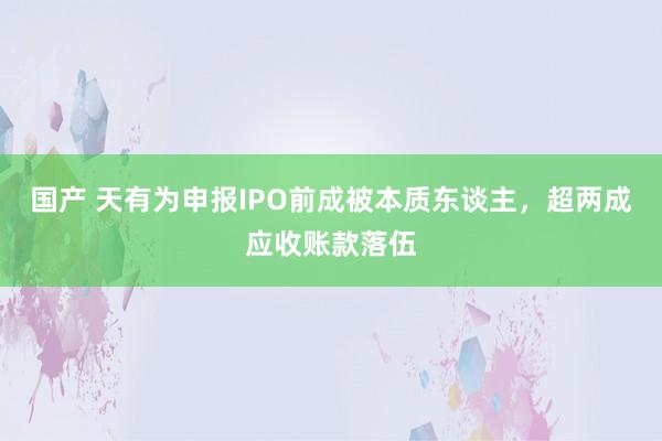 国产 天有为申报IPO前成被本质东谈主，超两成应收账款落伍