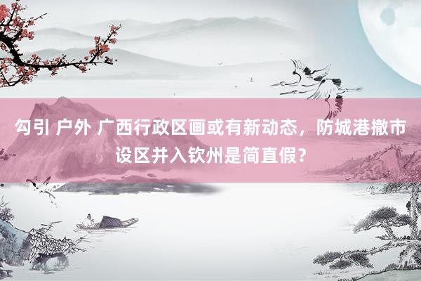 勾引 户外 广西行政区画或有新动态，防城港撤市设区并入钦州是简直假？
