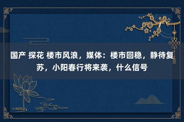 国产 探花 楼市风浪，媒体：楼市回稳，静待复苏，小阳春行将来袭，什么信号