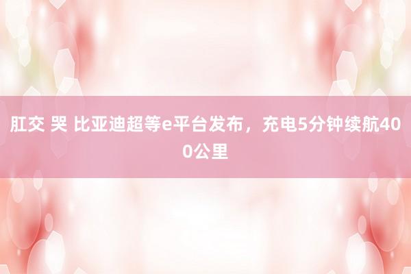 肛交 哭 比亚迪超等e平台发布，充电5分钟续航400公里