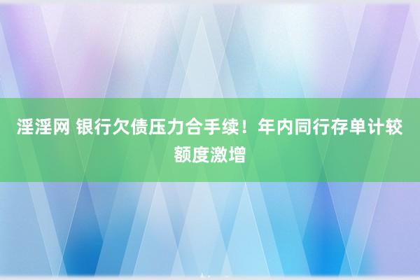 淫淫网 银行欠债压力合手续！年内同行存单计较额度激增