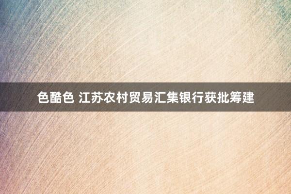 色酷色 江苏农村贸易汇集银行获批筹建