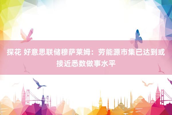 探花 好意思联储穆萨莱姆：劳能源市集已达到或接近悉数做事水平