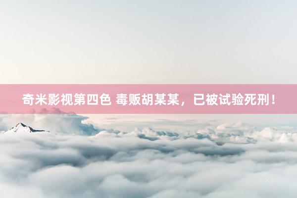 奇米影视第四色 毒贩胡某某，已被试验死刑！