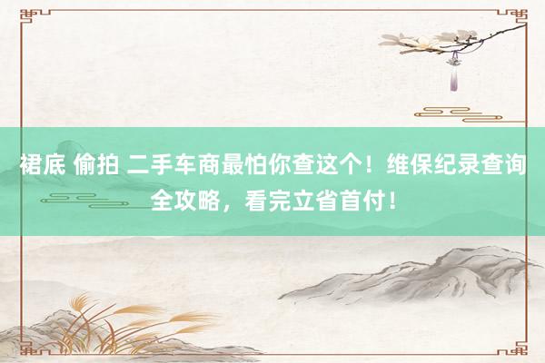裙底 偷拍 二手车商最怕你查这个！维保纪录查询全攻略，看完立省首付！