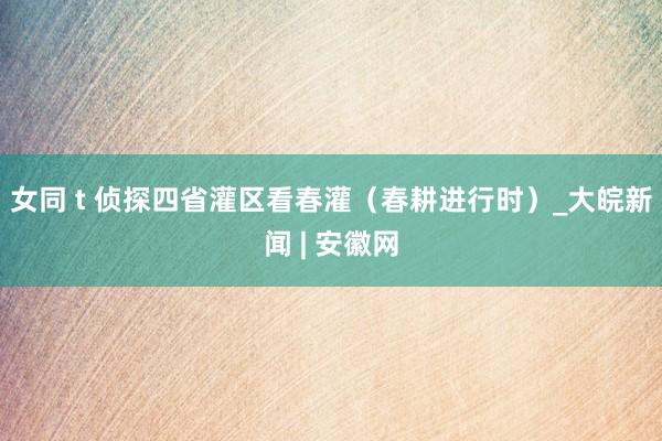 女同 t 侦探四省灌区看春灌（春耕进行时）_大皖新闻 | 安徽网