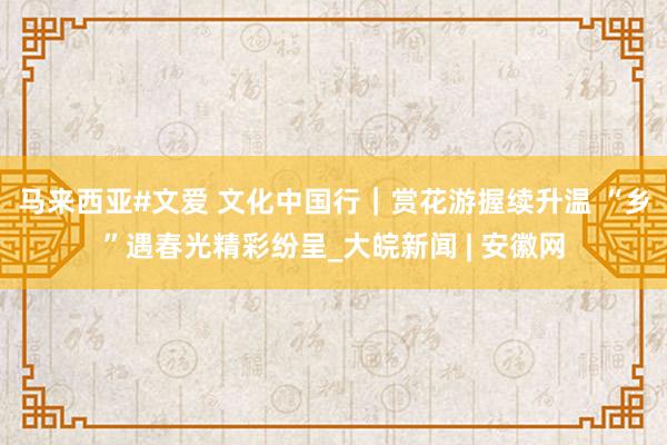 马来西亚#文爱 文化中国行｜赏花游握续升温 “乡”遇春光精彩纷呈_大皖新闻 | 安徽网