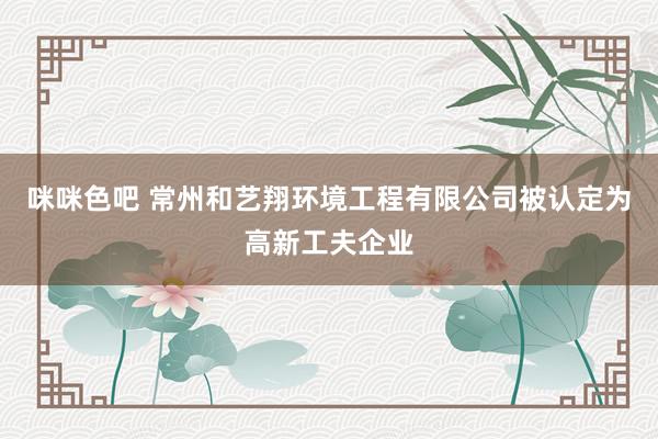 咪咪色吧 常州和艺翔环境工程有限公司被认定为高新工夫企业