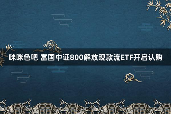 咪咪色吧 富国中证800解放现款流ETF开启认购