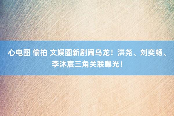 心电图 偷拍 文娱圈新剧闹乌龙！洪尧、刘奕畅、李沐宸三角关联曝光！