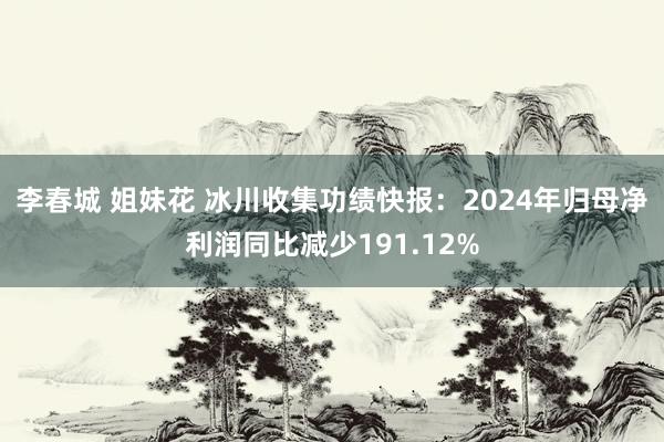 李春城 姐妹花 冰川收集功绩快报：2024年归母净利润同比减少191.12%