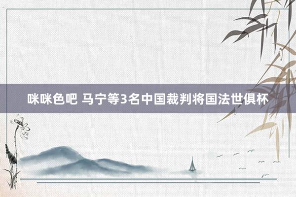 咪咪色吧 马宁等3名中国裁判将国法世俱杯