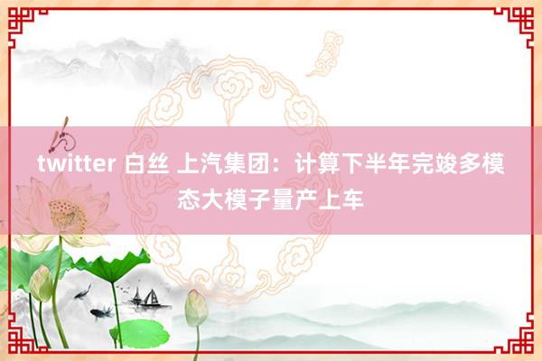 twitter 白丝 上汽集团：计算下半年完竣多模态大模子量产上车