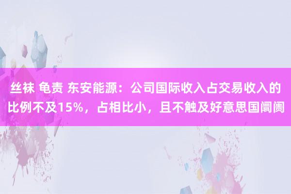 丝袜 龟责 东安能源：公司国际收入占交易收入的比例不及15%，占相比小，且不触及好意思国阛阓