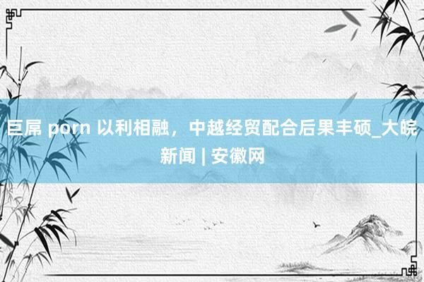 巨屌 porn 以利相融，中越经贸配合后果丰硕_大皖新闻 | 安徽网